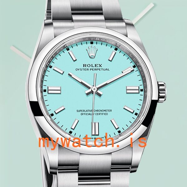 Rolex Oyster Perpetual Unisex 41mm m124300-0006 Silver-tone Turquoise Blue Dial: Genuine vs. Replica