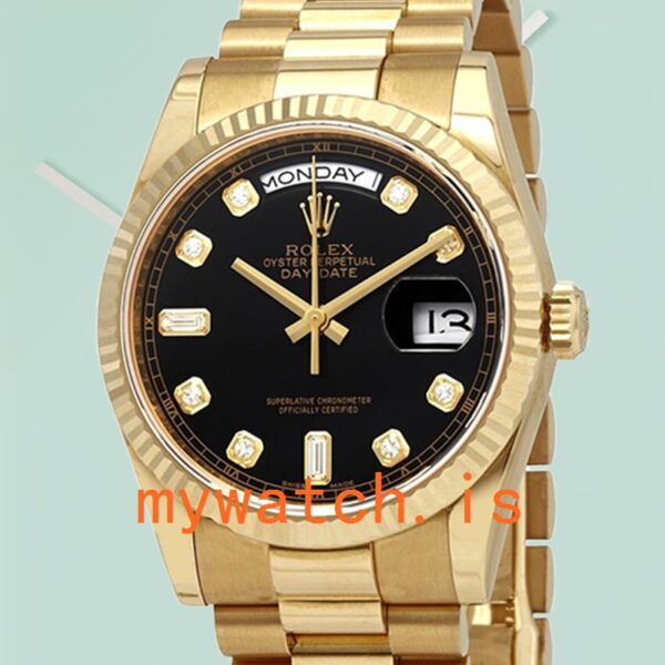 Rolex Day-Date 36mm Mens 118238BKDP Black Dial: Genuine vs. Replica