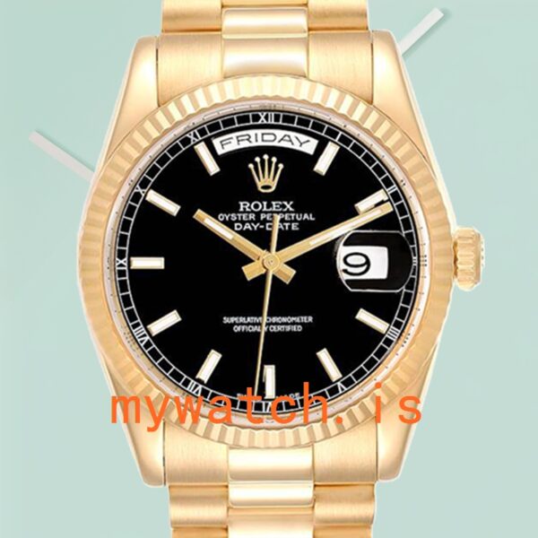 Rolex Day-Date 36mm 118238BKSP Mens Yellow Gold-tone: Authentic vs. Replica Analysis